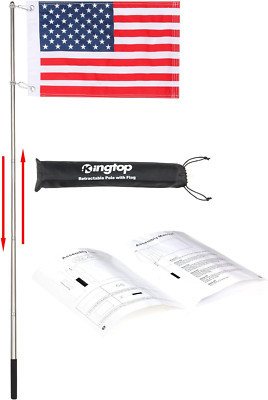USA Boat Flag 12''X18'' Flags 48Inch Telescopic Pole with Storage Bag Universal Sa