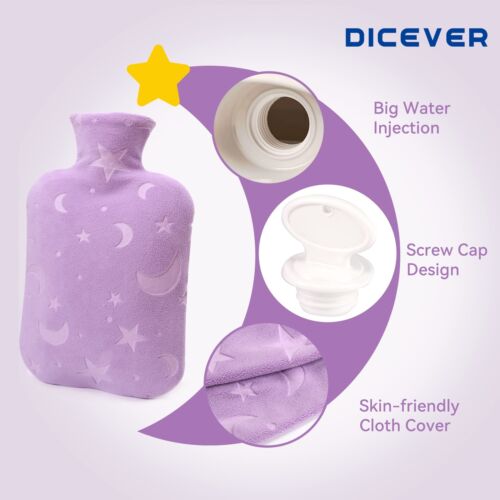 Hot Water Bottle with Soft Cover, 2L Hot Water Bag for Menstrual Cramps, Neck... - Picture 3 of 6