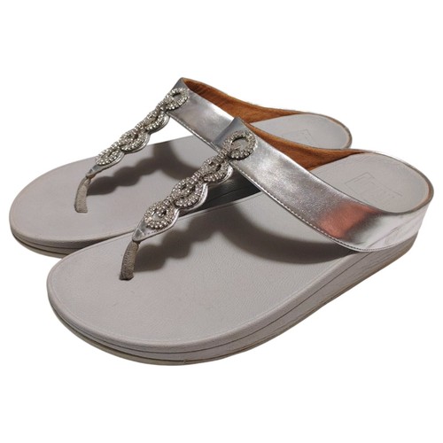 Fitflop Silver Rhinestone Orthotic Comfort Flip Flop Sandals Womens Size 9