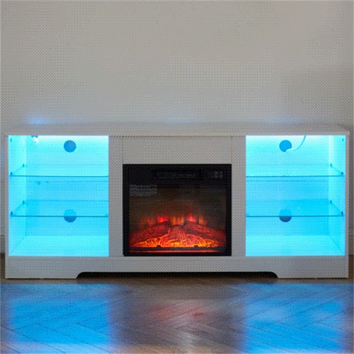 LED TV Stand Entertainment Center TV Media Console Table for TVs Up to 65" White - Picture 15 of 18