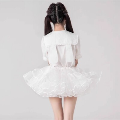 Japanese women Organza Short Lolita White Tutu Skirt Lady Elegant
