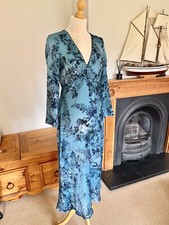 Zara Blue Floral Printed Long Sleeve Midi Dress S UK10 Bnwt