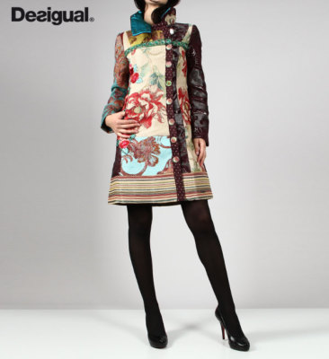 Manteau Desigual Love Letters By Lacroix - Taille 40 - Noir Et Multicolore - Mi-long - Neuf Avec étiquettes