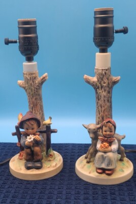 GOEBEL M HUMMEL LAMPS W/ SHADES GOOD FRIENDS #228 & SHE LOVES ME