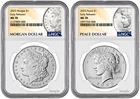 2025-P (MS70) Morgan & Peace Silver Dollar (2 Coin Set) Early ER NGC