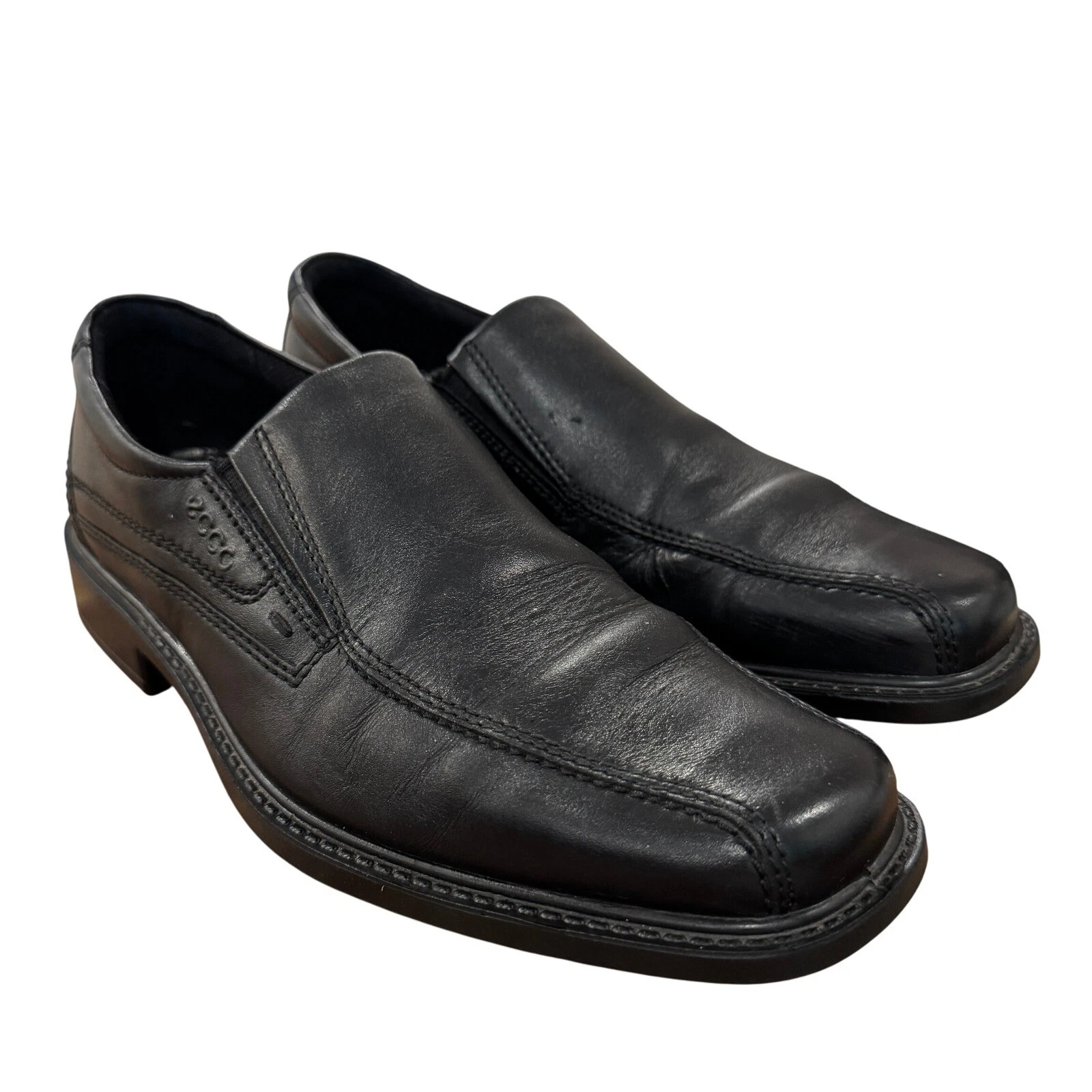 Scarpe comode casual Ecco Helsinki mocassino slip on pelle nero 7 7 5 preppy