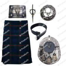 IB Traditional Scottish 8 Yards Gunn Tartan Kilt Set Deal Kilts For Men Outfit