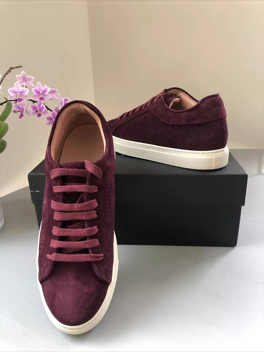 BNIB Designer PAUL SMITH Burgundy Suede BASSO Unisex Trainers UK7 RRP 295