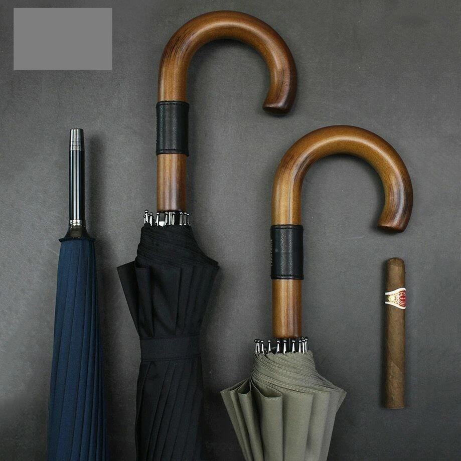 Wooden Windproof 16 Ribs Japanese Long Handle Business Men Women