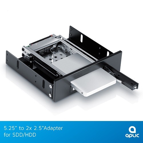 Wechselrahmen 5,25" ODD für 2,5" Floppy SSD, schwarz / Aplic - Bild 2 von 5