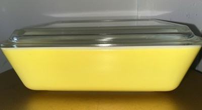 Vintage Pyrex Refrigerator Dish 0503 And Ribbed Lid 503-C Yellow