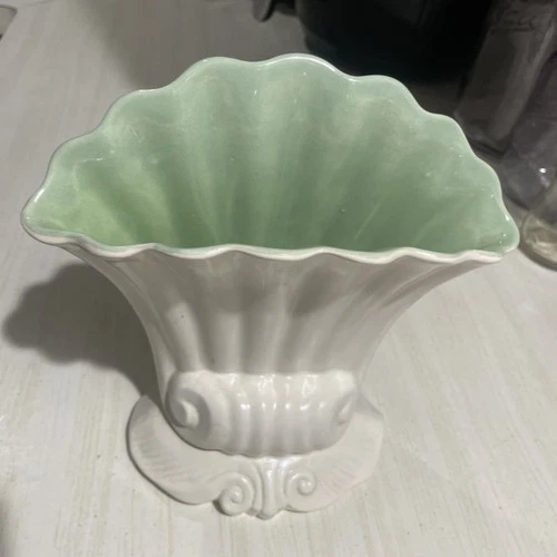 Red Wing USA Vintage Art Pottery Vase #1295 8 In. Ocean Green