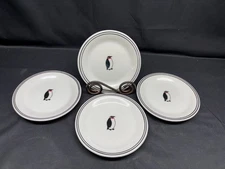 Set of 4 ~ Sur La Table "PENGUIN" The Art Of Cooking ~ Appetizer Plates ~ 6 1/2"