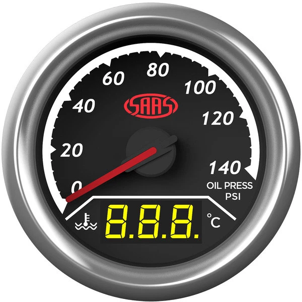 SAAS Trax SG613020 Oil pressure + water temperature Dual gauge 52mm 2"  - Image 2 of 3