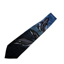 Animal Tracks Orca Whale Print Tie Ocean Wildlife Necktie novelty sea science