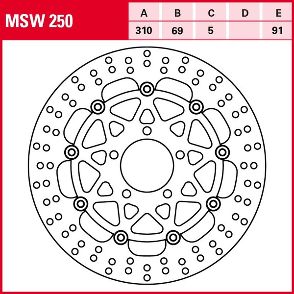 Trw Bremsscheibe MSW250 | FüR Suzuki Dl V-Strom I 1000 2010 WVBS1111//L0 Vorne-image