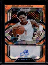 2021-22 Prizm Draft Jordan Burns College Penmanship Prizm Orange Ice Auto CP-JBU
