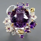 Handmade 22 ct+ Natural Amethyst Ring 925 Sterling Silver Size 8 /R472774