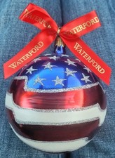  X Waterford Holiday Heirlooms 1999 Glass Ornament An American Tribute Flag