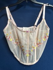 Victoria's Secret Bloom Embroidery Corset Top Size M Beige Floral NWT