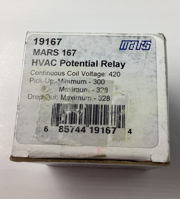 (QTY 2) Mars 19167 HVAC Potential Relay 167 Continuous Coil Voltage 420 Max 328