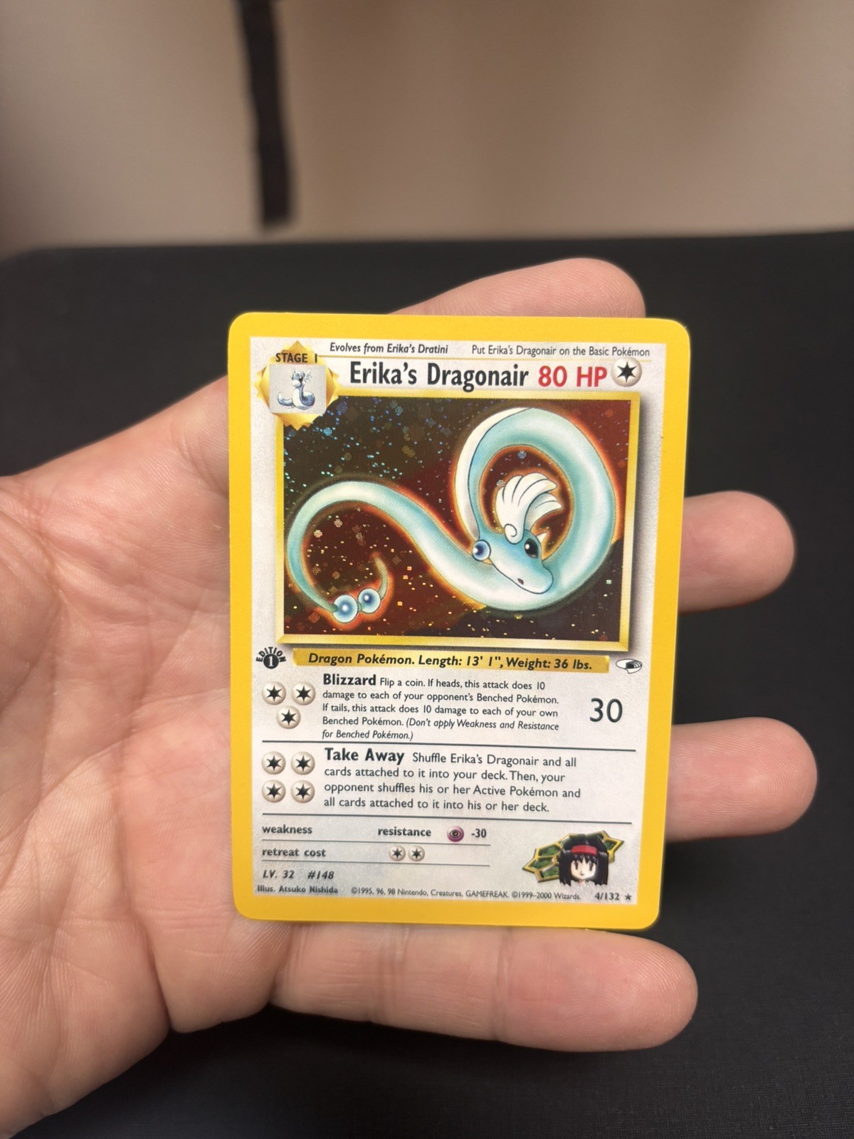 2000 POKEMON GYM HEROES HOLO-1ST EDITION #4 ERIKA'S DRAGONAIR near mint fresh