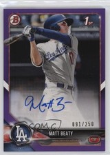 2018 Bowman Prospect Auto Purple 91/250 Matt Beaty #PA-MB Auto 0b2