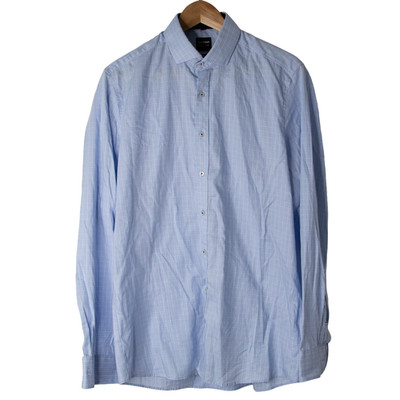 Olymp Level Five Body Fit Hemd Herren Hellblau Kariert Business Gr. 41  top 16''