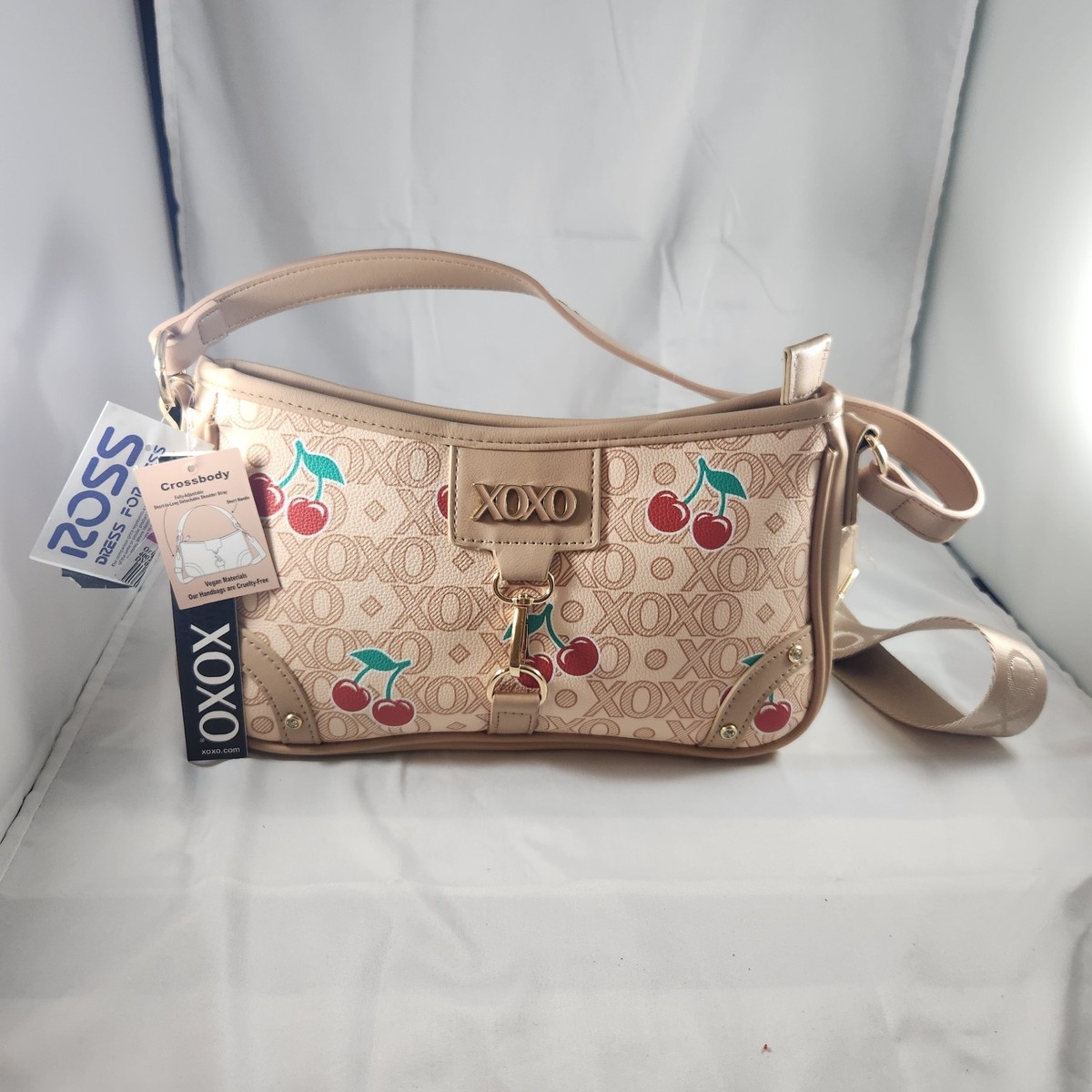 Original XOXO Crossbody Handbag Purse Red Cherries Tan NWT | eBay