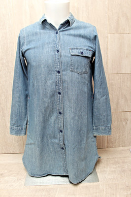 Ladies Aigle Oversized Blue Denim Shirt Dress Tunic Size S