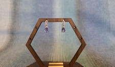 BNIB 18ct White Gold 2ct Tanzanite & Diamond Drop Earrings with Receipt