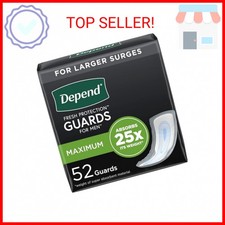 Depend Guards Incontinence Pads for Men, Maximum Absorbency, 52 Count, Packaging
