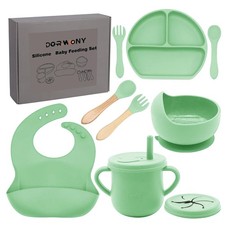 100 Silicone Baby Feeding Set,BPA Baby Dishes Set with Suction Bowl Divided ...