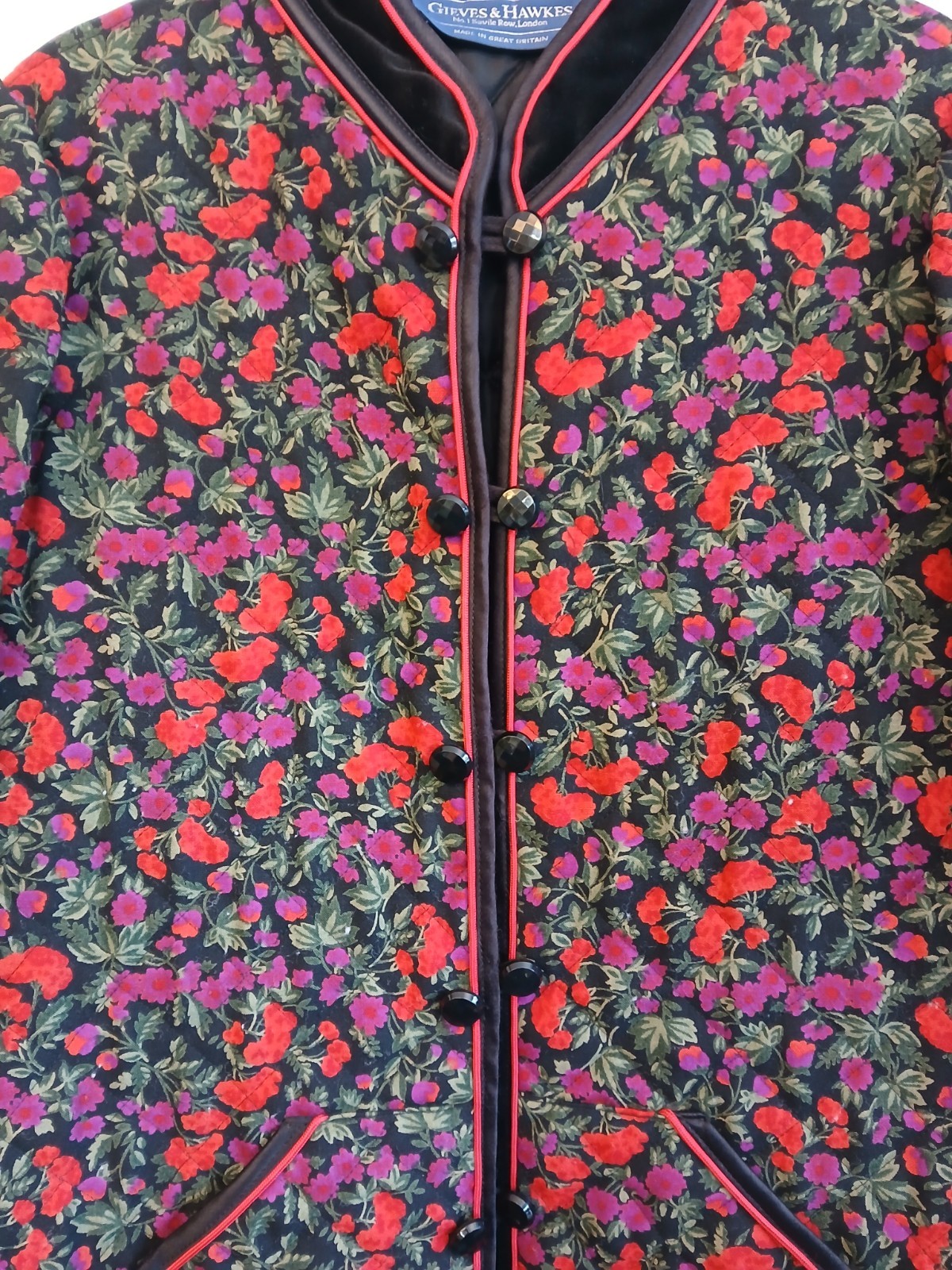 Giacca cappotto Gieves And Hawkes vintage floreale Saville fila rosso e blu