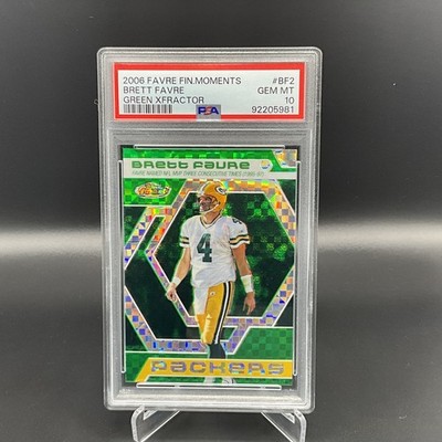 2006 TOPPS FINEST BRETT FAVRE GREEN X-FRACTOR #BF2 PSA 10 4/50 Jsy # Match