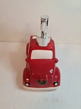 Holiday Ceramic Red Maroon Truck Soap Lotion Pump Dispenser New Without Box