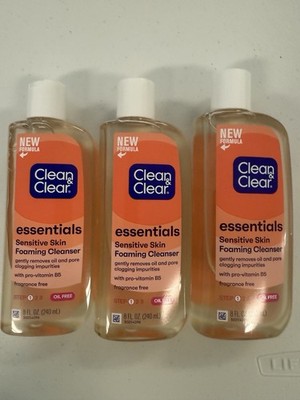 Lot (3) Clean & Clear Essentials Sensitive Foaming Cleanser 8-Oz DISCONTINUED