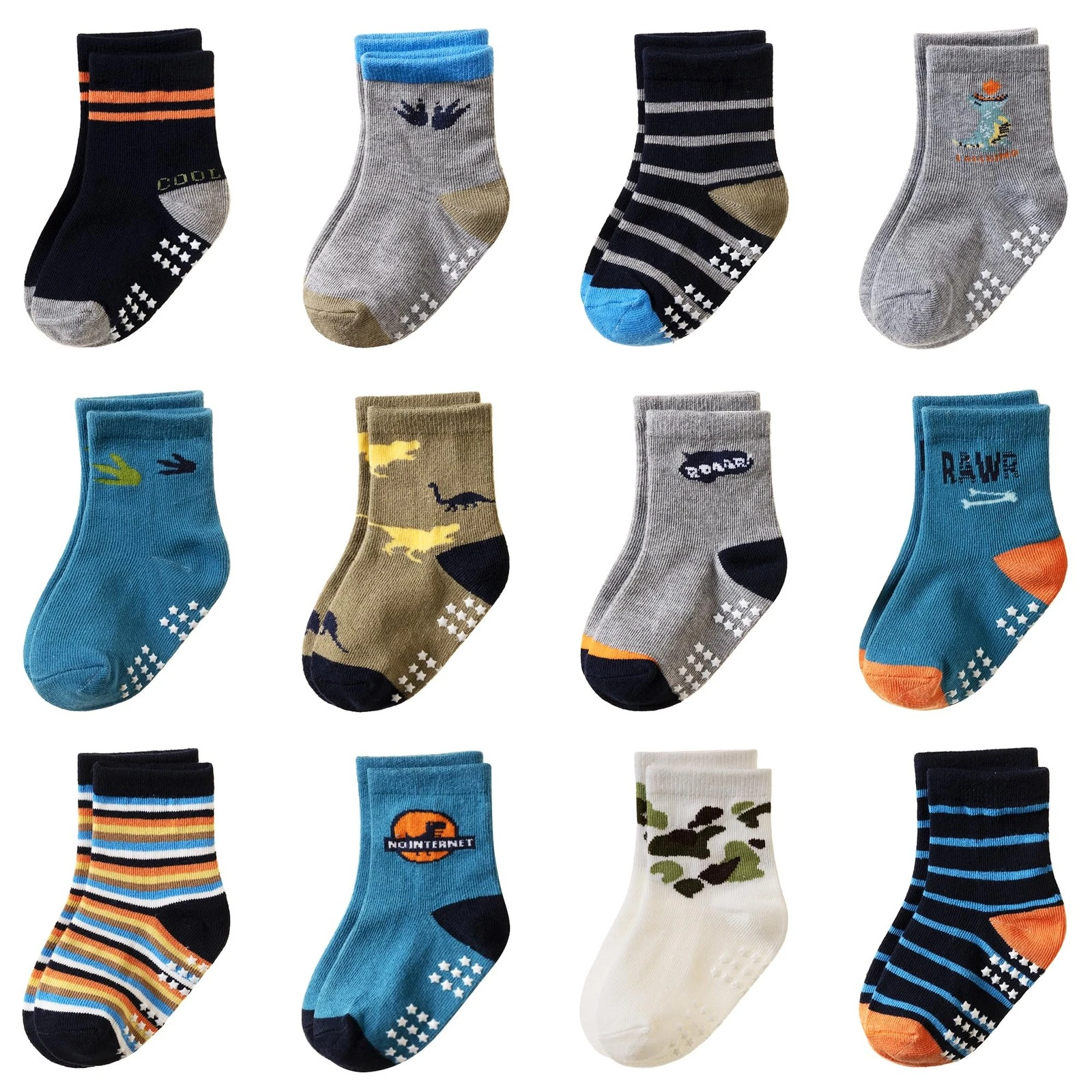 Toddler Non Slip Grips Socks Kids Anti Skid Baby Boys Girls Cotton Crew Socks...