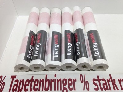 Vliestapete AS 6x 36718-4 (6Rollen) Streifen Muster Rosa Cremeweiß Restposten