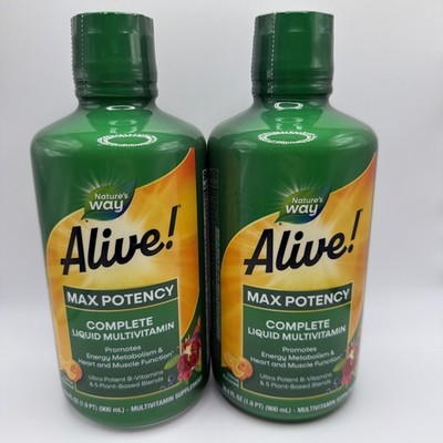 2 BOTTLES Nature's Way Alive! Max Potency Liquid Multivitamin 30 Oz.Citrus