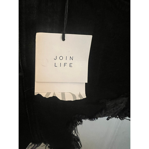 ZARA HIGH WAIST RIPPED TRF DENIM SHORTS Gr. 4 ZIPFLY BLACK FRYED HEM BEACHY JEANS - Bild 5 von 9