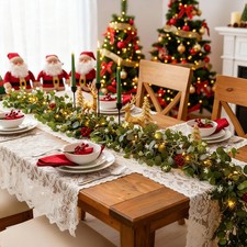 9 ft Prelit Christmas Garland with Pine Cones Red Berries Artificial Eucalypt...