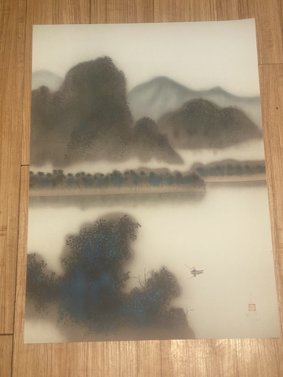 David Lee Signed Lithograph Peaceful Cove 179/300 Lrg 29x21 Asian