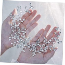 Wedding Headbands Silver Pearl Hair Pieces Rhinestone Bridal Hair A Silver
