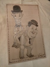 QUADRO OPERA D'ARTE SU LEGNO PIROGRAFATA TEMA " STANLIO E OLLIO " DEL 2020 