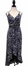Cato’s NWT Women’s Size 2 Navy Blue Hi-Lo Wrap Dress Spaghetti Straps