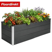 Floordirekt Hochbeet Beet WPC Aluminium Garten Paros anthrazit 100-200 cm x50x45