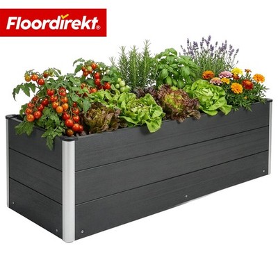 Floordirekt Hochbeet Beet WPC Aluminium Garten Paros anthrazit 100-200 cm x50x45