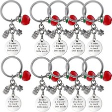 GXXMEI 10PCS Teacher Appreciation Gift Keychains - Round Shape Pendant Key