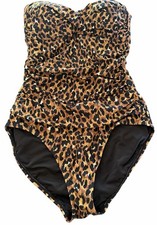 Anne Cole Leopard Print One-Piece Swimsuit Brown, Black size 6 NWOT